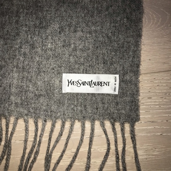 - YSL yves saint Laurent Grey Wool Scarf vintage - Picture 6 of 8